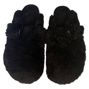 Birkenstock Boston Big Buckle Flex Platform Teddy Black Women's Size 6 NEW